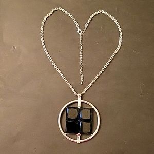 LIKE NEW Black & Silver-tone Statement Necklace